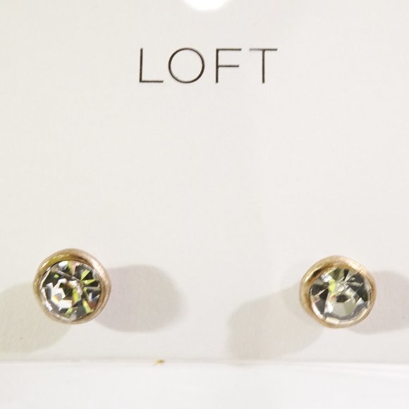 Ann Taylor LOFT Gold Solitaire Small Stud Earrings NWT 19.5 Ear Climbers NWT 24. - Picture 5 of 6